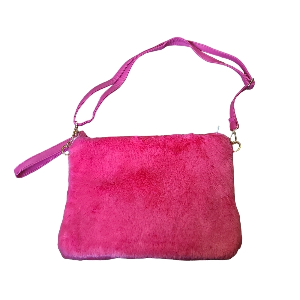 Fuzzy Barbie Pink Bag with Crossbody strap Soft - Picture 1 of 5